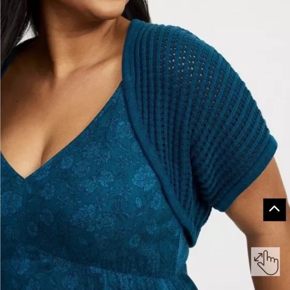 Torrid Size 1 Open Stitch Bolero Shrug Sweater. Legion Blue. New - Picture 1 of 12